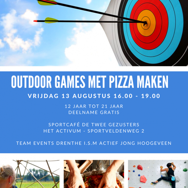 Outdoor games met pizza maken